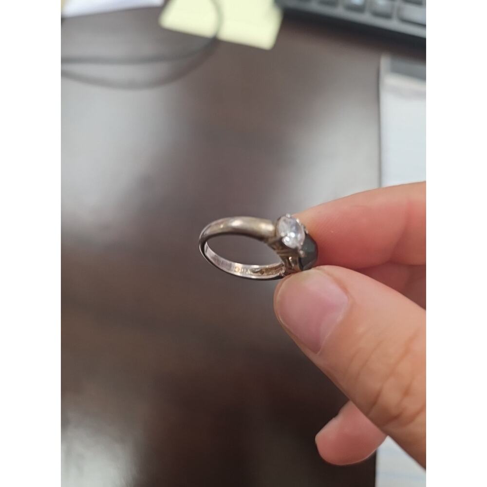 Women's Solitaire White Diamond Topas Promise Ring 925 Silver Size 7 4.89 G - Picture 5 of 16